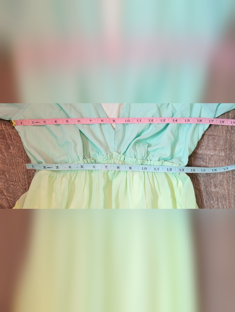 Champagne & Strawberry Tiered High Low Maxi Dress Womens S Pastel Ombre Long Sle - Picture 8 of 14